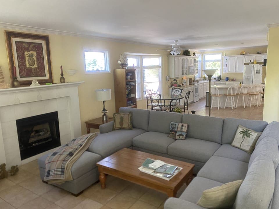 Great room with fireplace