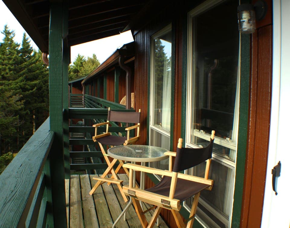 Back deck with tremendous western views of the mountains.