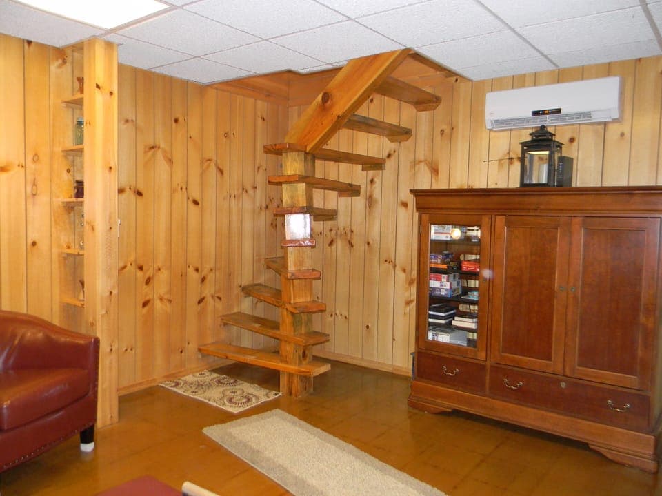 walk-out basement spiral staircase