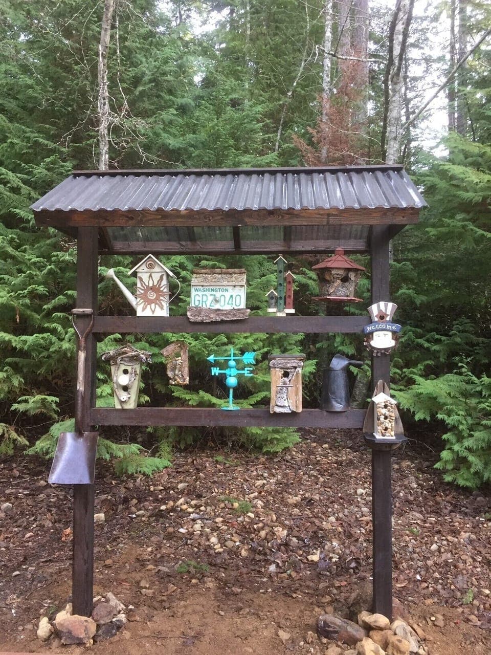 Fire pit bird house shrine