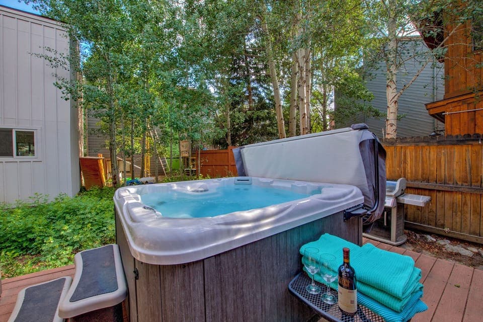 Private Jacuzzi fits 6 with Easy Lift Lid.  Preset for 104 degrees.