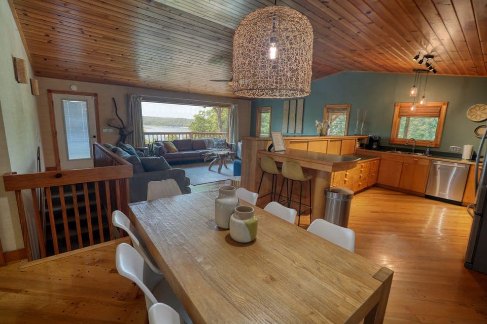 Open plan living area with dining room, living room, and kitchen.