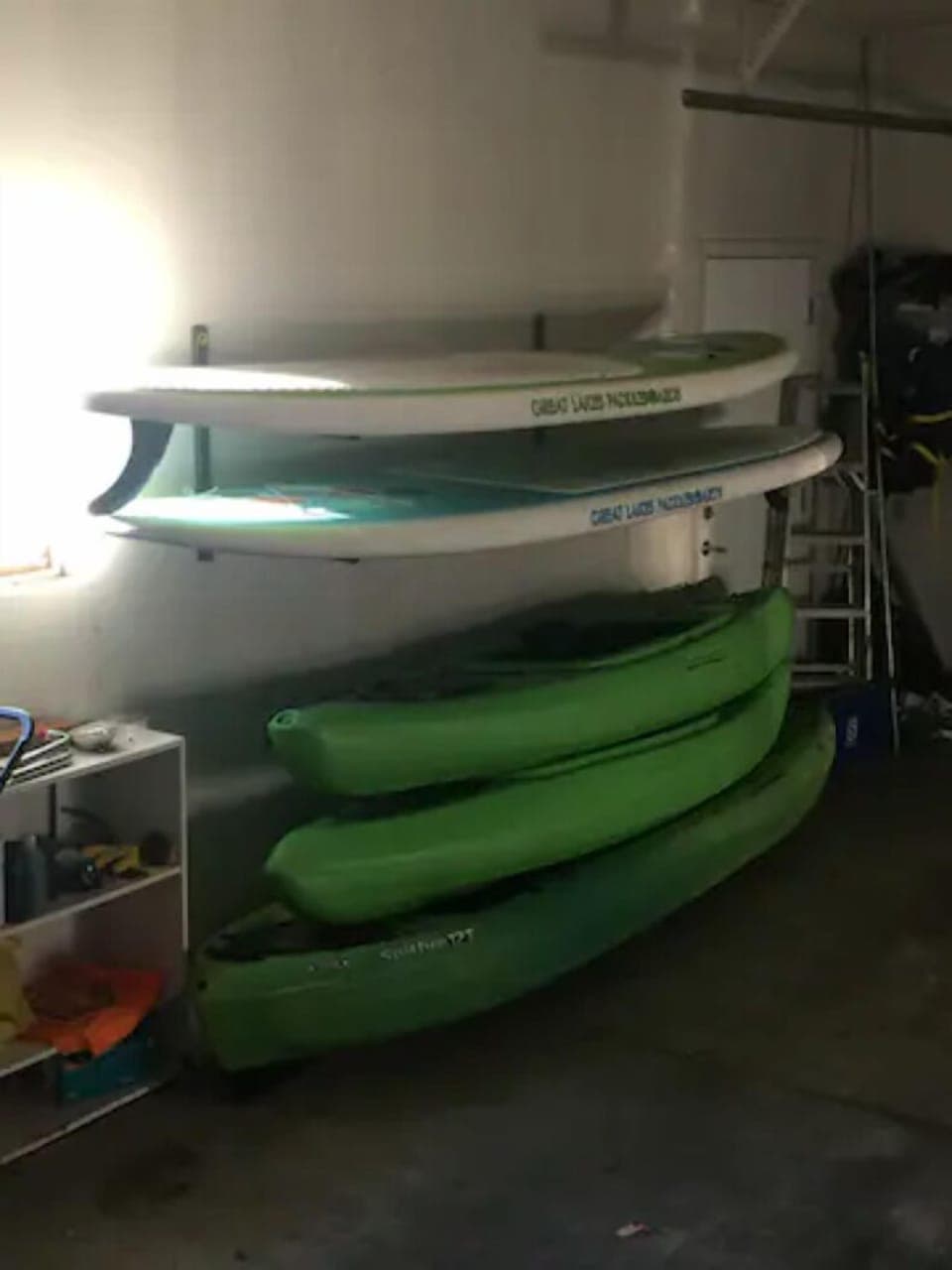 Kayaks and paddle boards available for rent. 