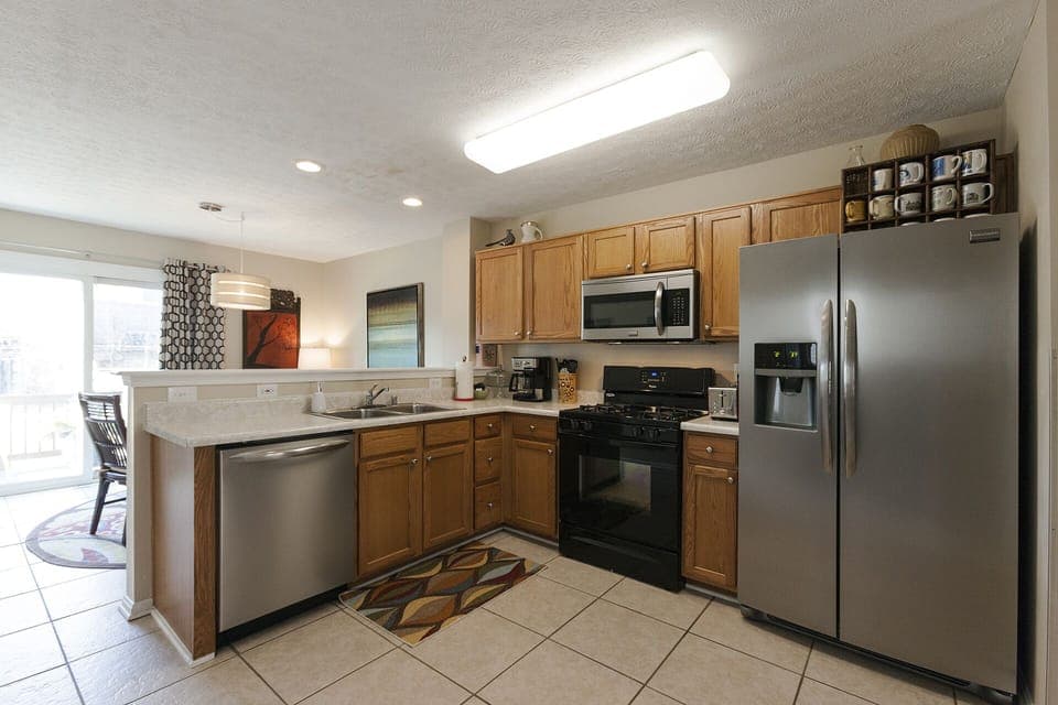 The brand new kitchen with all new Frigidaire Gallery stainless steel appliances