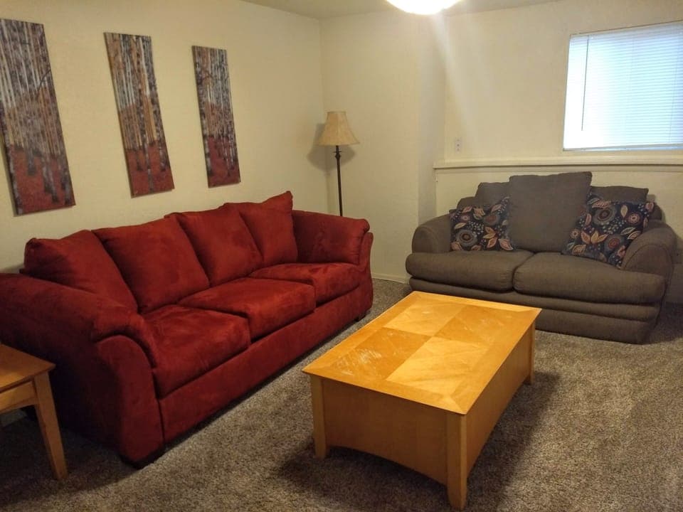 Living room, with full-size pull-out bed
