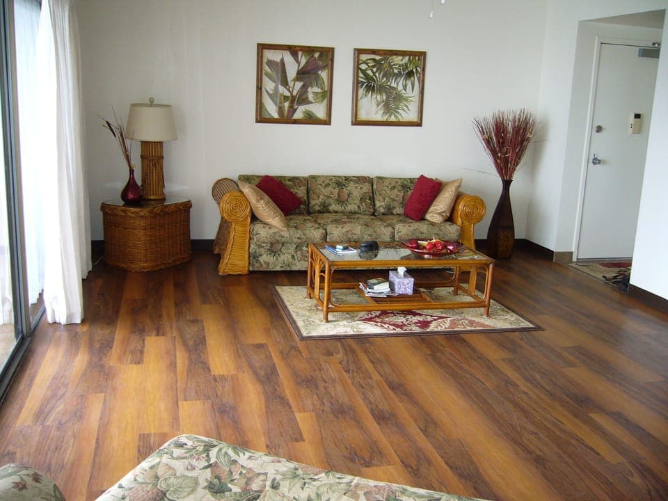 Living room with convertible couch