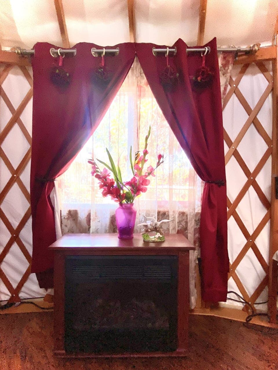 Faux fireplace heater. Great for cold nights 🥰