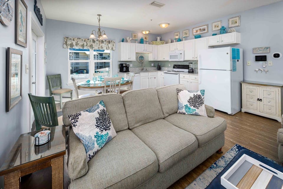 Sea Shell's Great Room: Living, Dining, Kitchen area all in one big open concept
