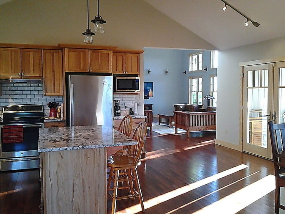 View from kitchen into living room