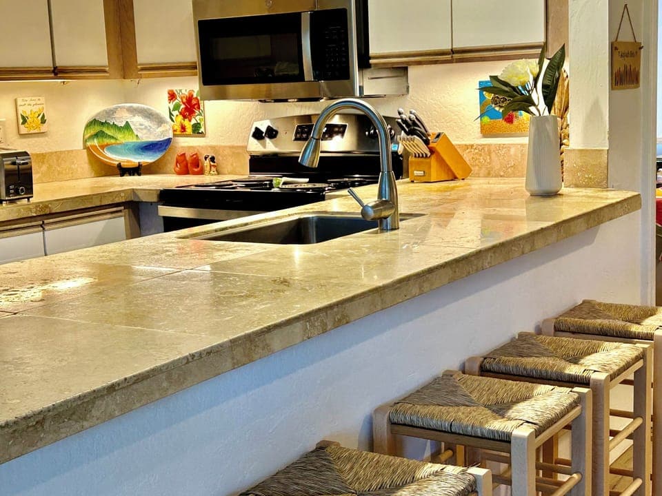 Fully stocked kitchen and bar top