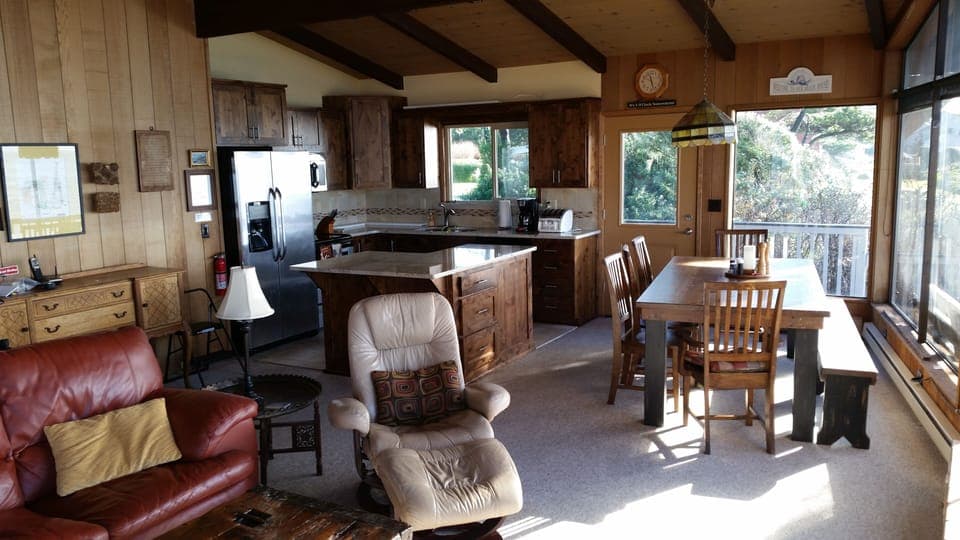 View of south end of great room with our new kitchen.