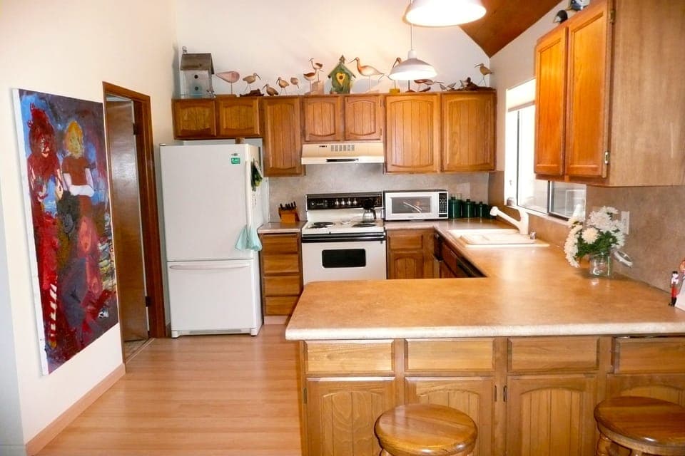 view kitchen with walk-in pantry and laundry room