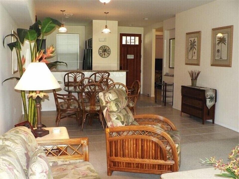 The living area is Tropically furnished and very welcoming.  Relax and enjoy your own pies of paradise.