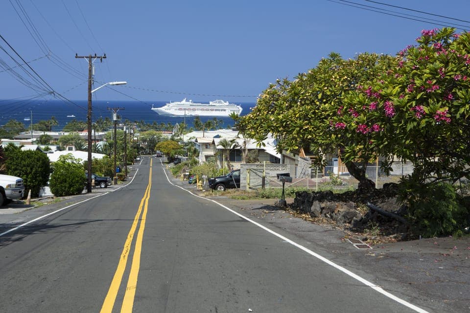Kalani St. This is the view driving down into Kailua Kona Town.