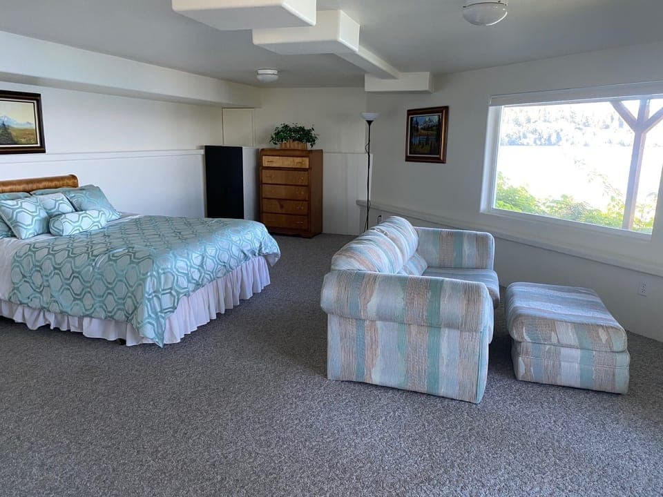 Downstairs master with queen and a view