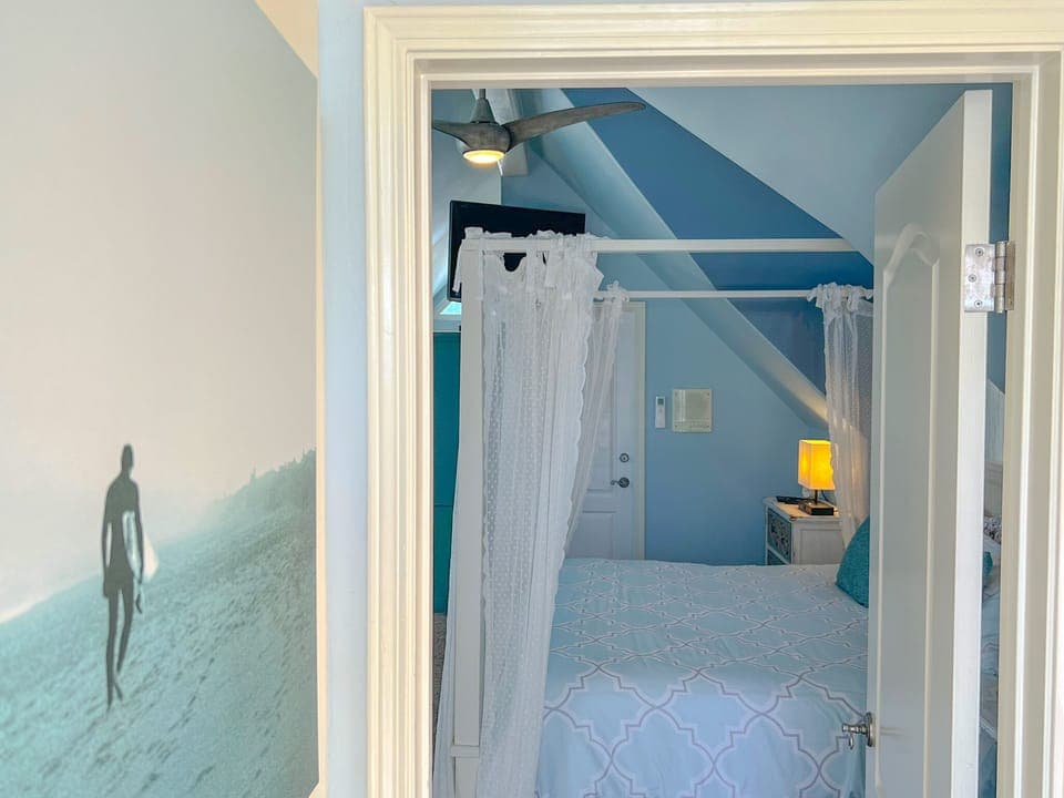 Deck is separate from Master bedroom but very easily accessible through double door