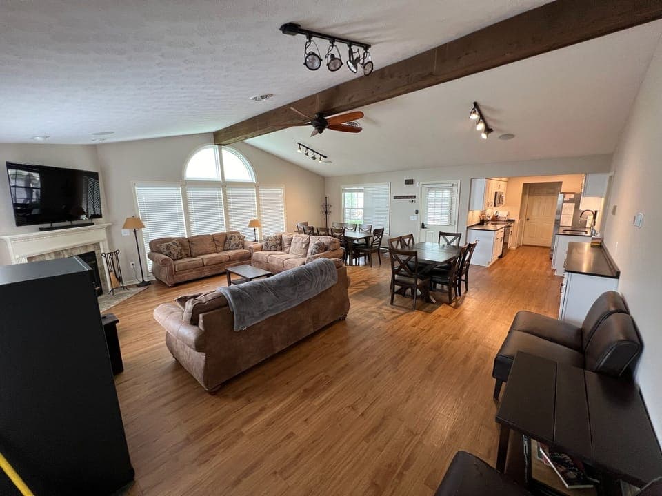 Main room with 65" TV. 