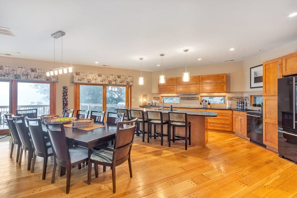 Chef's kitchen has two sinks, two dishwashers & an induction cooktop