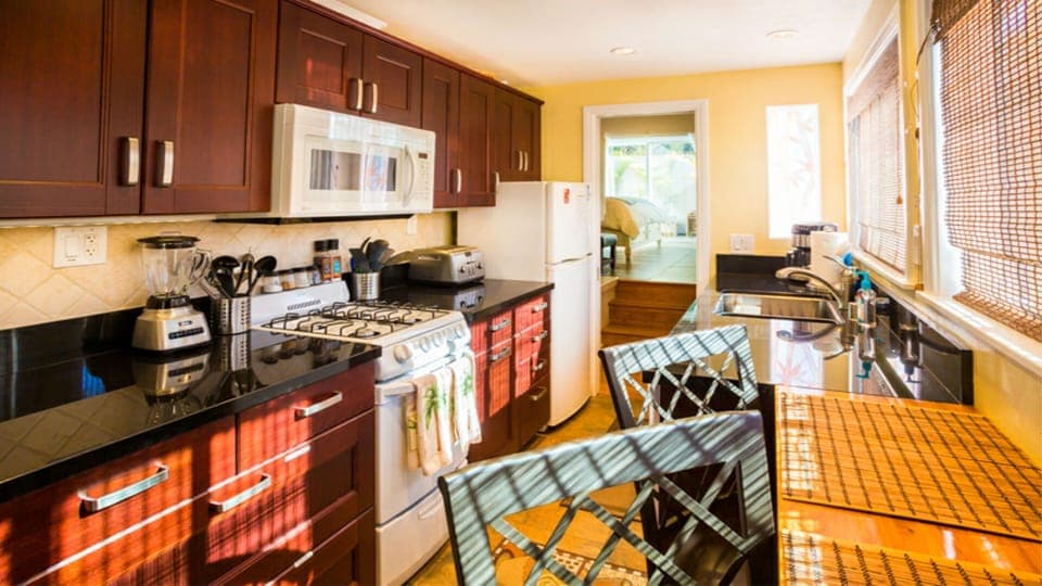 Newly remodeled and fully stocked kitchen for all of your culinary desires.