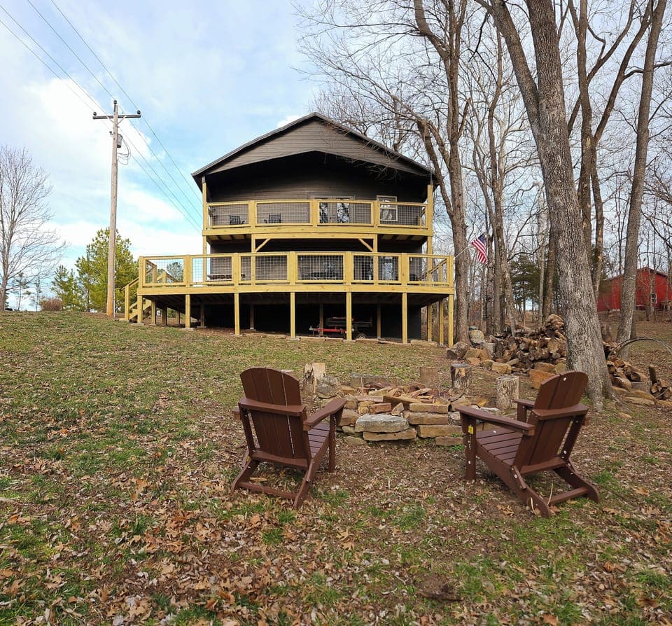 New exterior paint combined with this all-new deck gives this cabin personality!