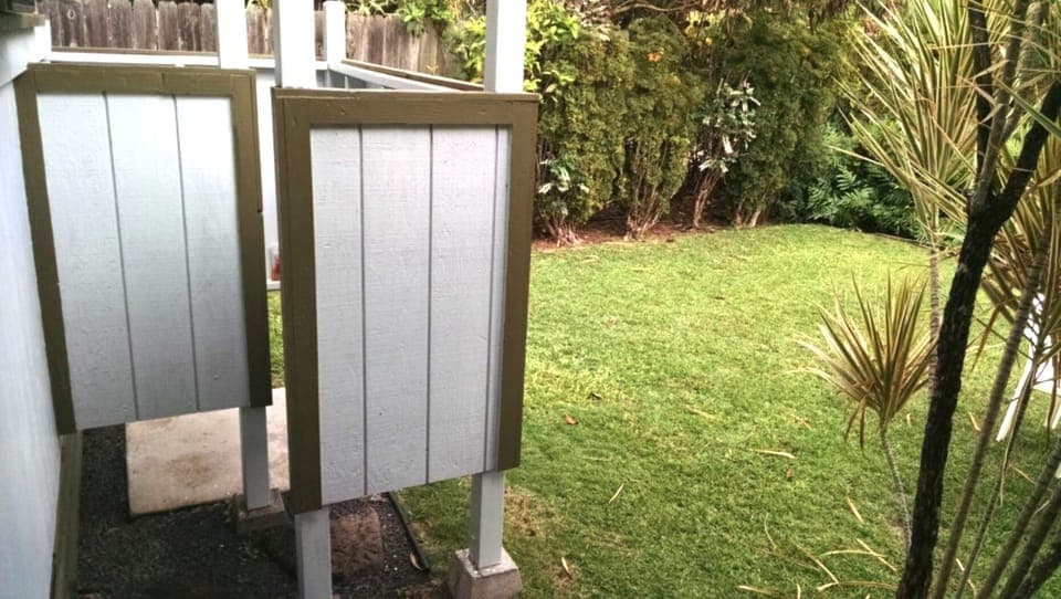 ALO outdoor shower - very popular outdoor hot shower to keep sand outside