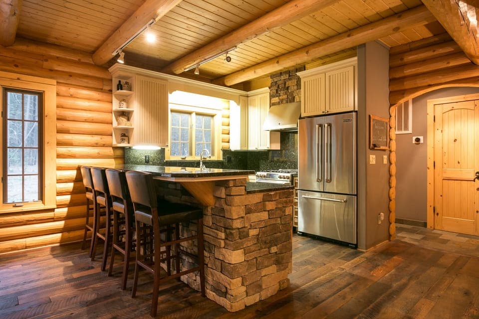 Gourmet kitchen with stainless steel appliances and granite coun