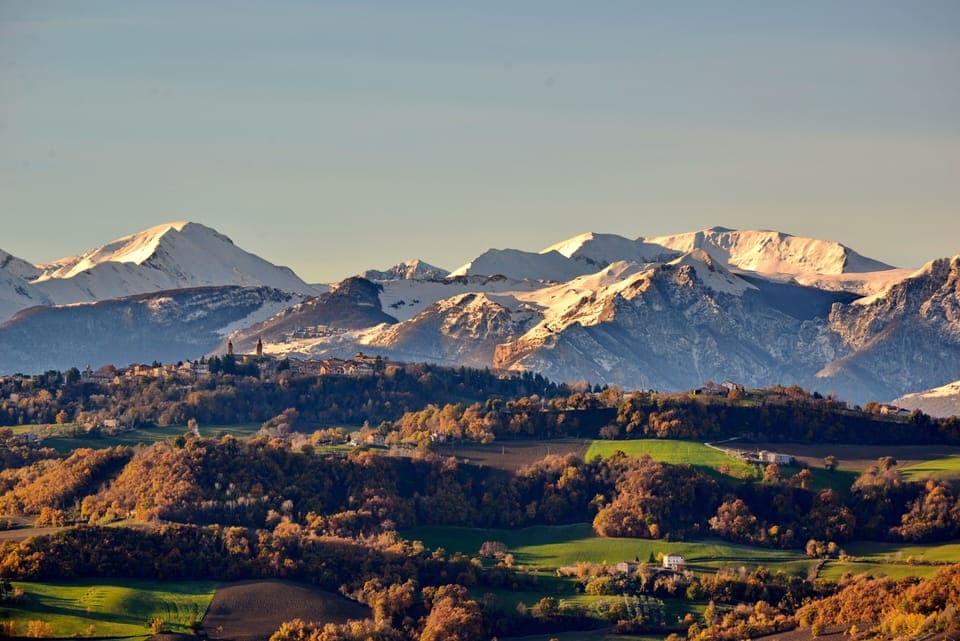 The view from the bedroom towards the mountains.