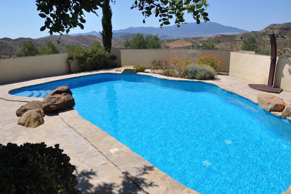 The Pool is 11m x 7m freeform with roman steps