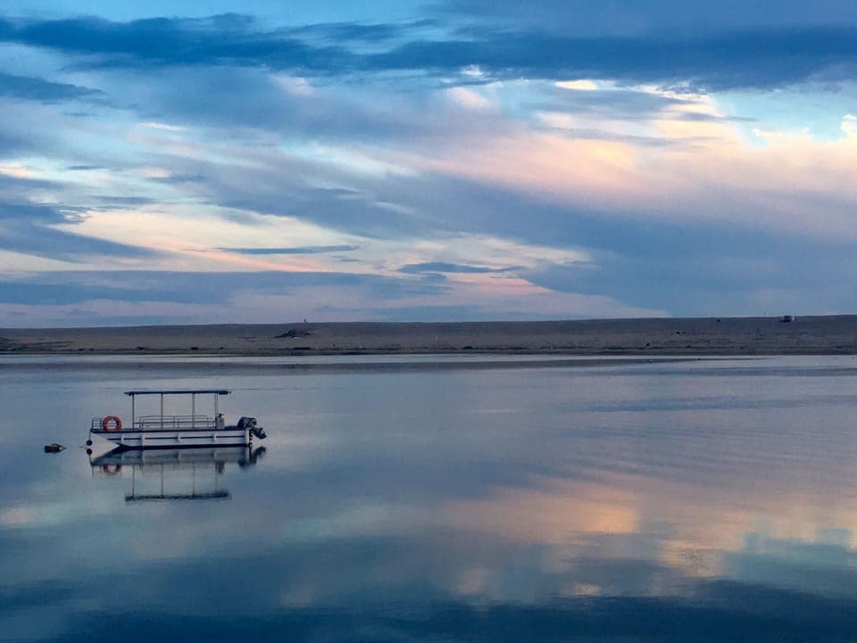 The Fleet Lagoon on a still summer evening.