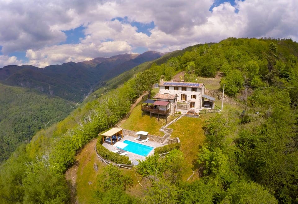 Drone view of house and grounds