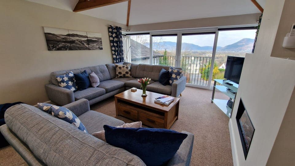 SanGingKeswick living room, with fabulous views and cosy fireplace.