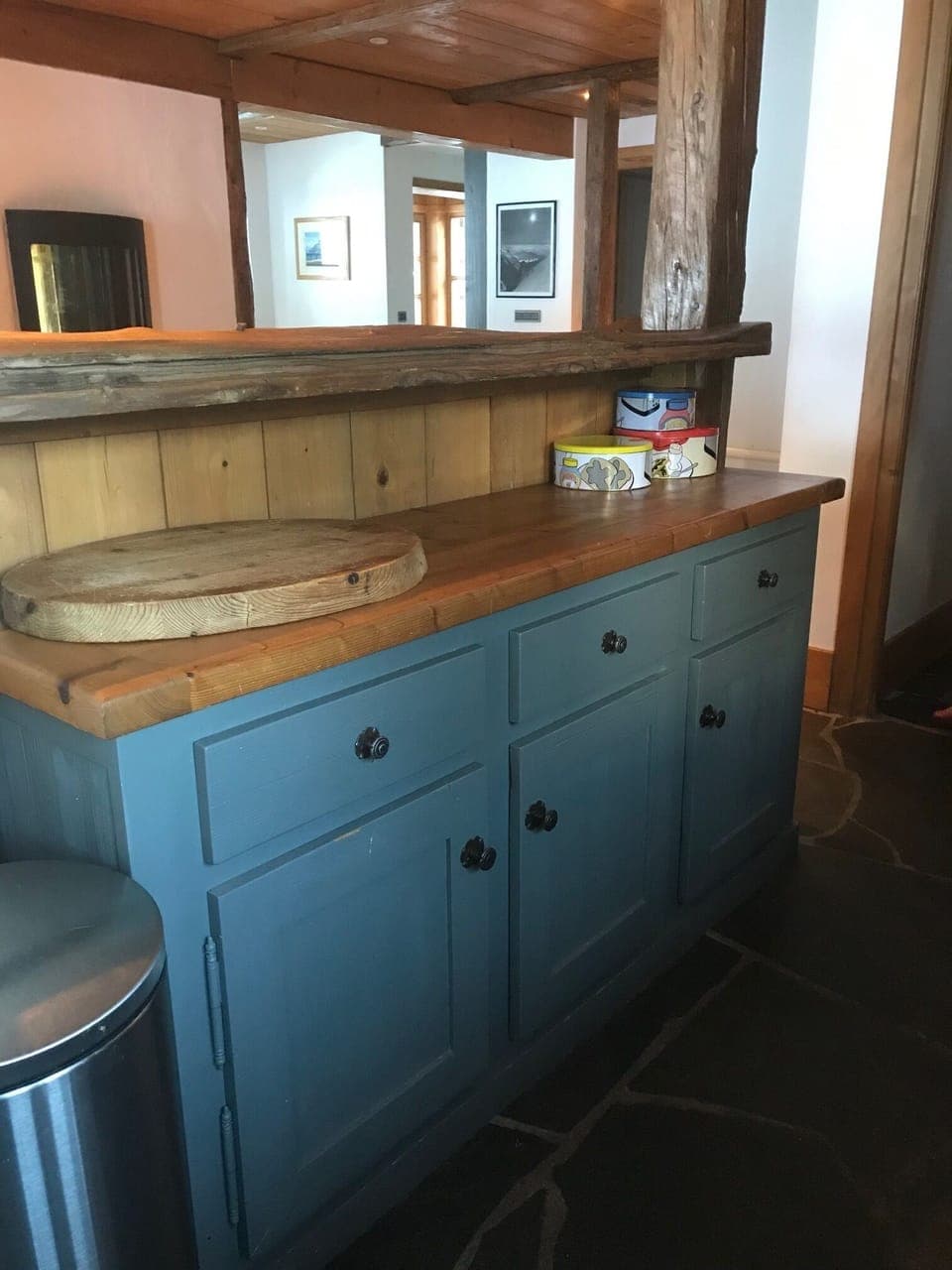 Looking from the kitchen into the dining room.