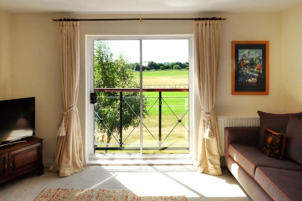 The beautiful racecourse view from the first floor living/dining area