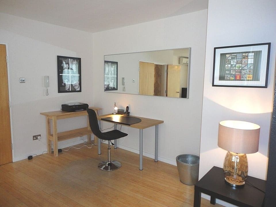 desk with printer supplied