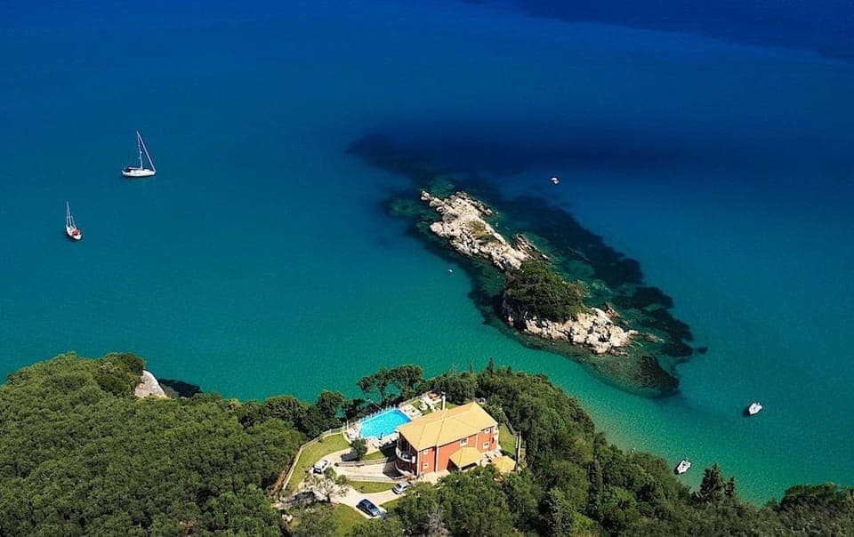 St Nicholas, Corfu,and the seagull's islet