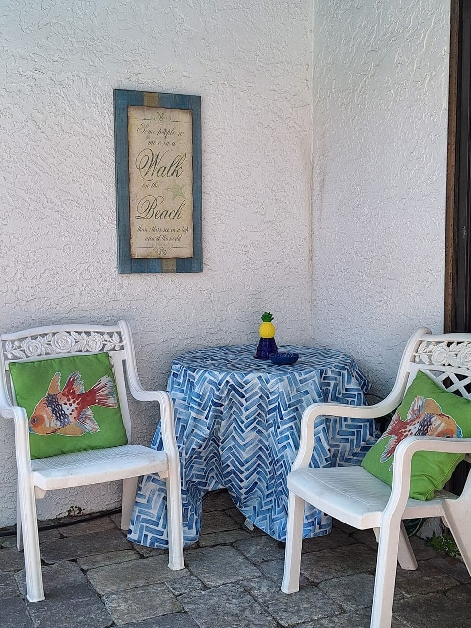 Patio table - great for morning coffee or tea.