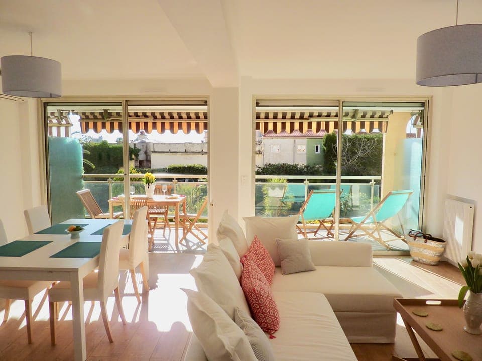Welcome to our bright, double living/dining area that opens onto the terrace.