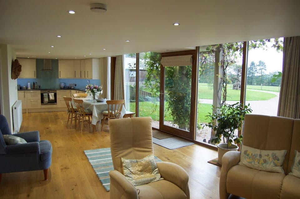 Open plan kitchen and lounge