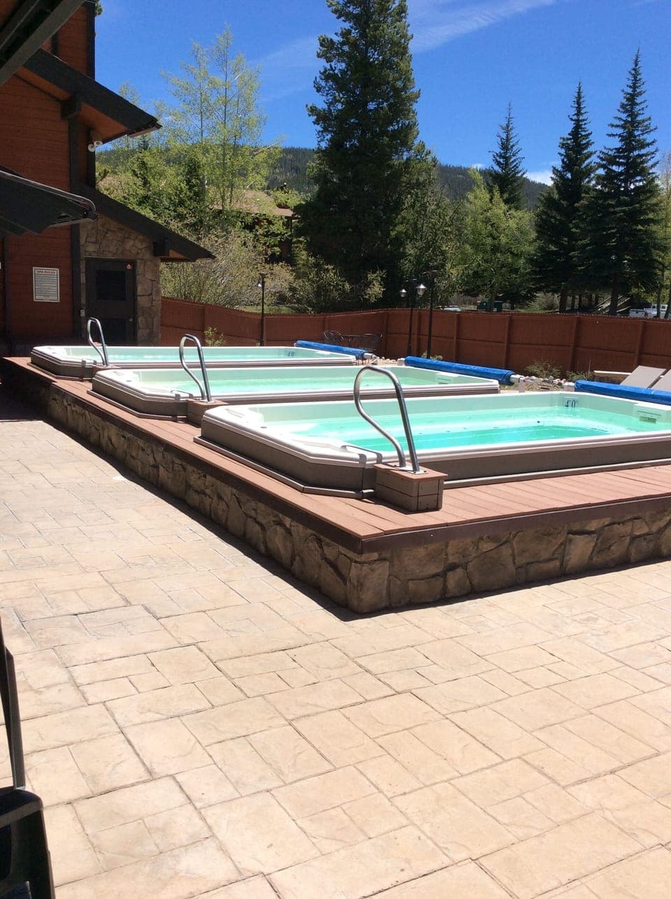 The 3 outdoor hot tubes at the clubhouse