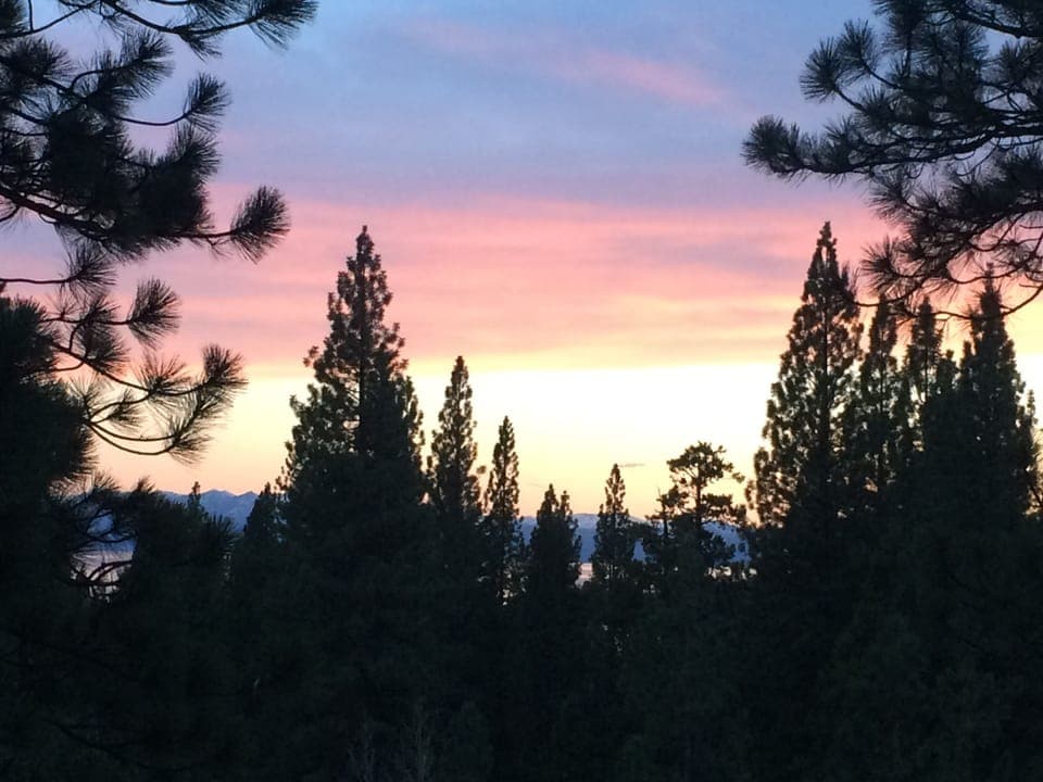 Sunset off the back of the house looking towards the lake.