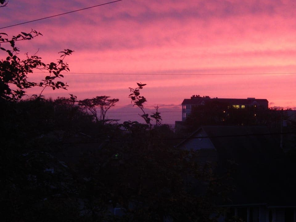 A beautiful sunset from the second story. 
