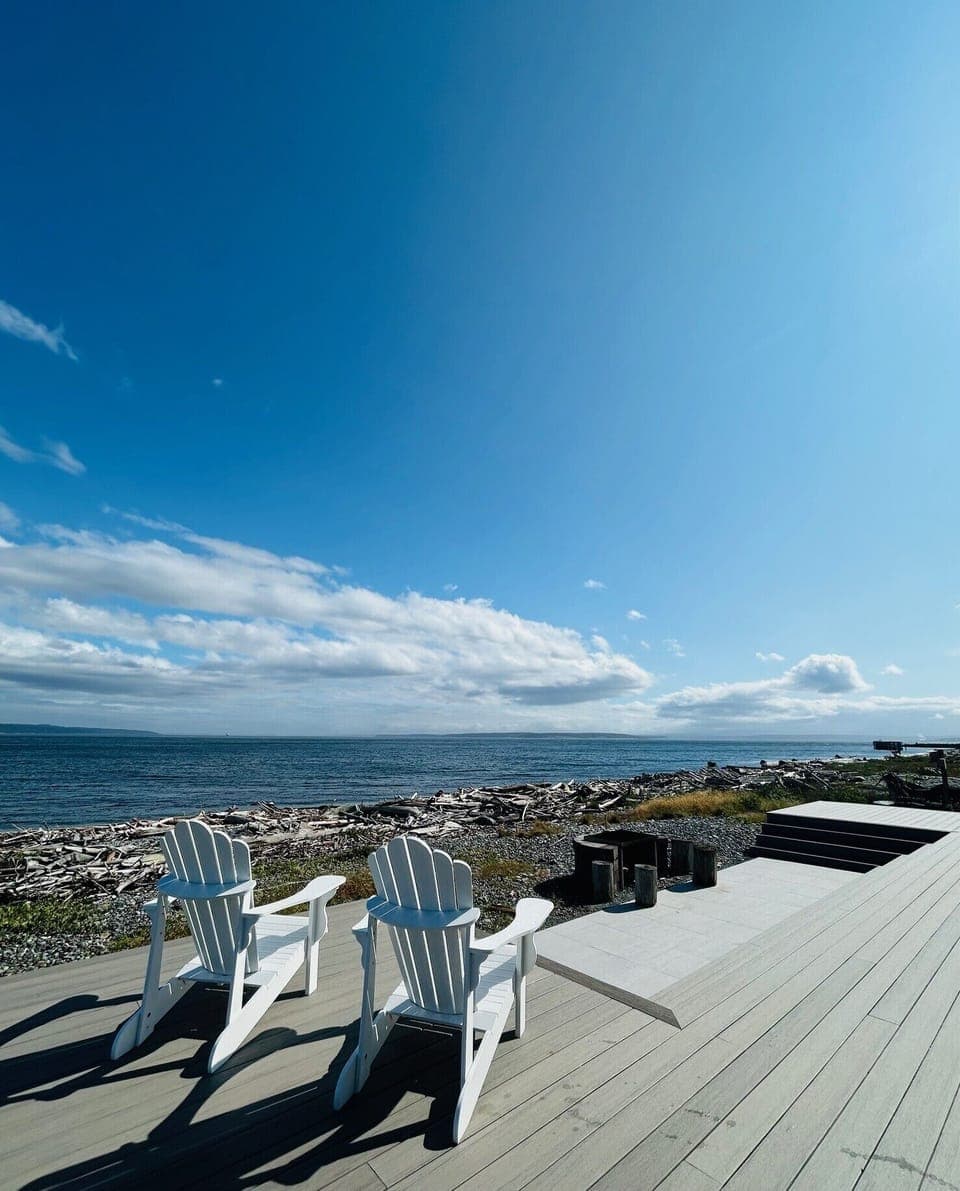 Looking West from our deck towards Port Townsend and the Olympic Mountains.