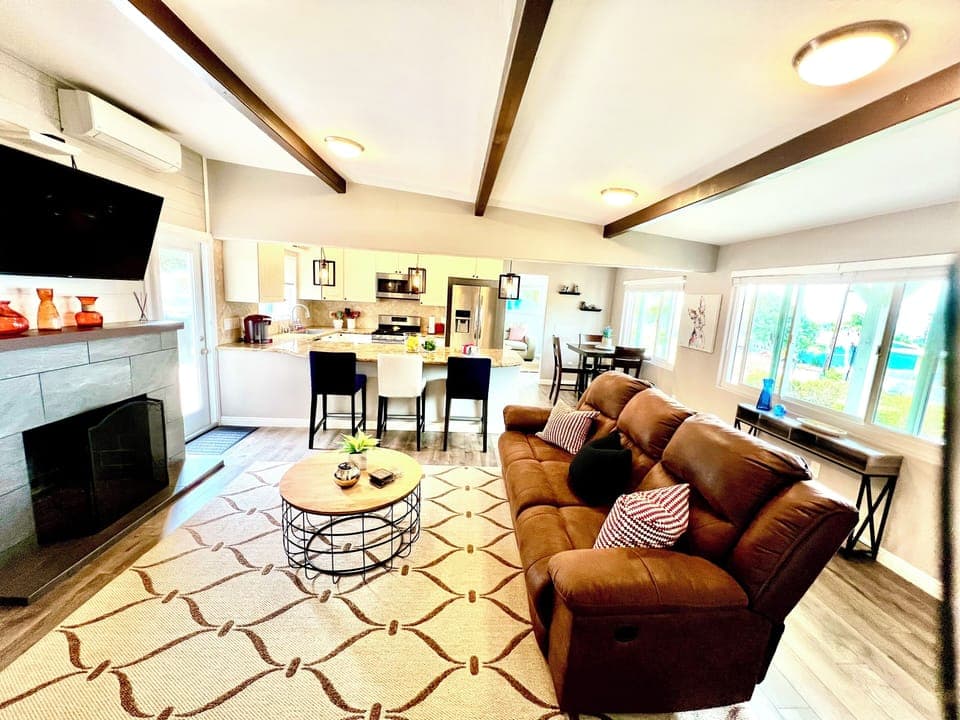 Open LR and Kitchen, mini split AC unit in LR