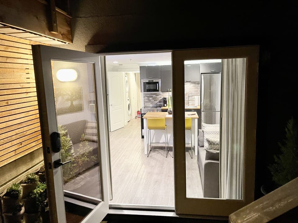 Front entry at night