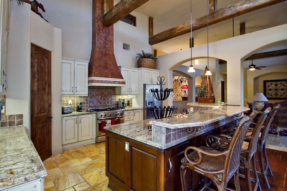The kitchen is all Italian marble and imported cabinets.