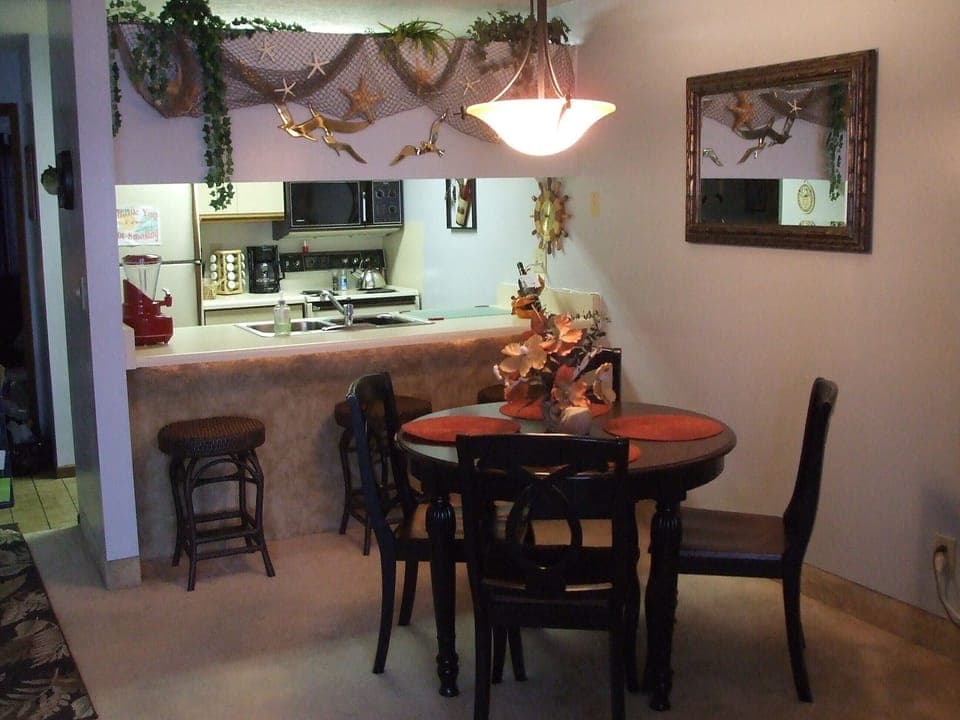 Dining room looking into kitchen
