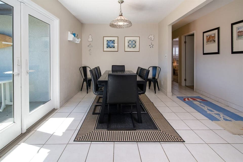 Access to the back patio from the dining area