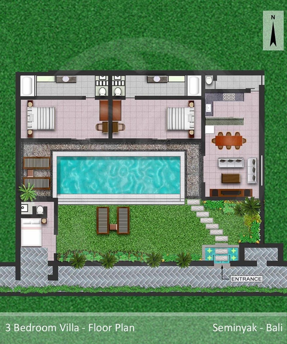Floor plan - 3 Bedroom Pool Villa