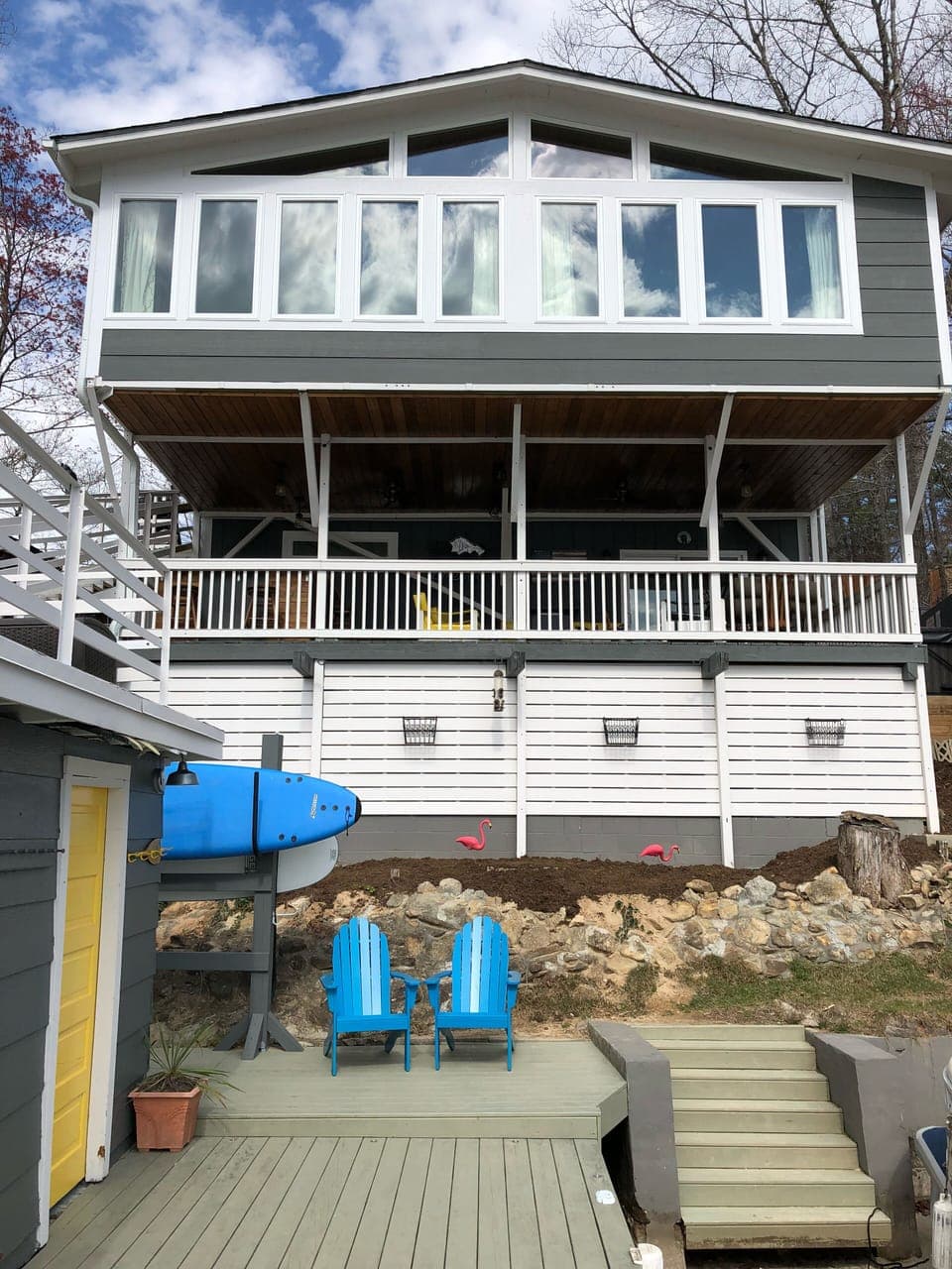 View of the house from the dock. Provides panoramic view, breathtaking. 