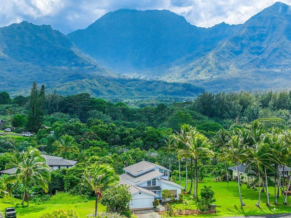 Unobstructed mountain and waterfall views